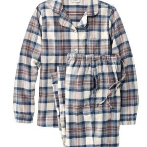NWT llbean Women's Scotch Plaid Flannel Pajamas-Indigo Tartan